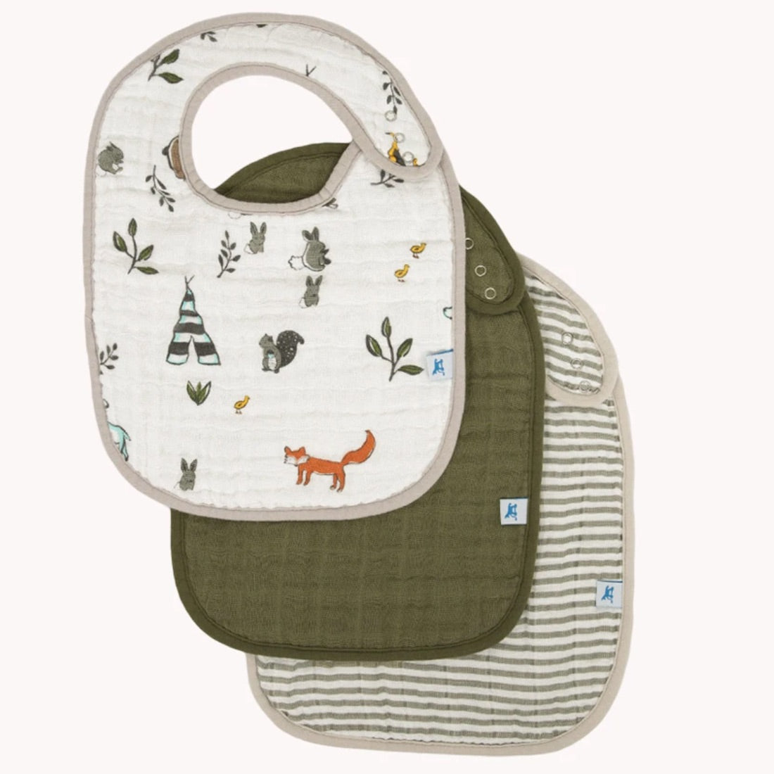 Cotton Muslin Classic Bib 3 Pack- Forest Friends